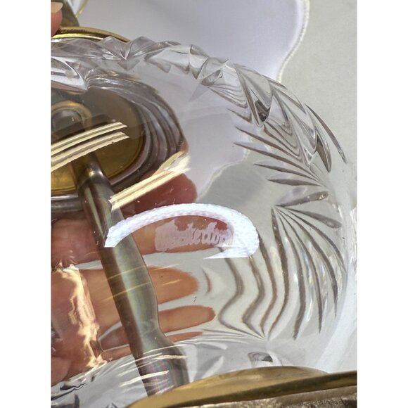 Waterford Cut Crystal Table Lamp with Solid Brass Footed Base + Shade - Picture 9 of 16
